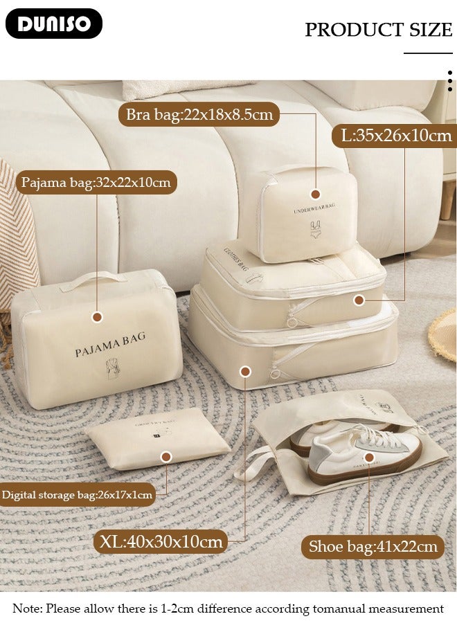 DUNISO 6 Piece Travel Organizer Bags for Luggage, Waterproof and Durable Travel Bags, Packing Cubes for Travel, Compression Cubes for Suitcases, Travel Bags for Clothes, Toiletries, Clothing, Underwear - Image 4