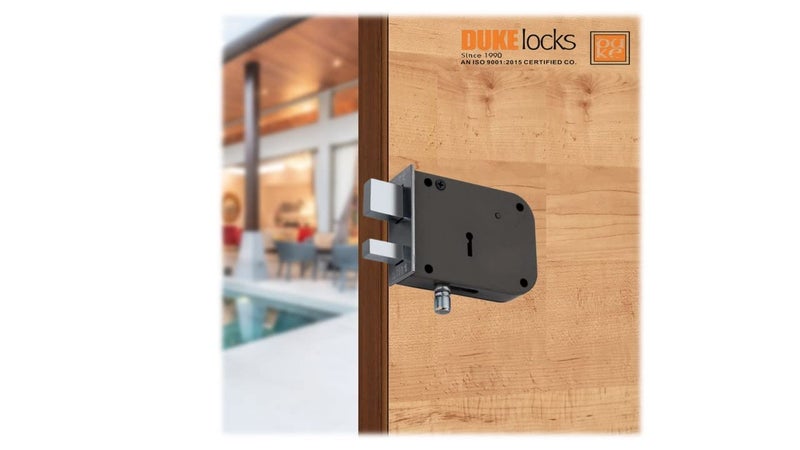 DUKE Door Lock Dyna 21 Heavy Main Door Lock with One Solid Hudka and Latch 6 Levers 100mm Double Action Locking with 2 Chrome Finish Keys Siemens Grey - Image 2