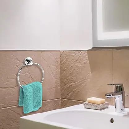 OCCURA OCCURA Stainless Steel Napkin Hanger for Washbasin/Napkin Holder for Bathroom/Towel Ring for Shower Area Anti Corrosive Steel Elegant Look Round Shape Napkin Ring, Bathroom Accessories  - Image 5