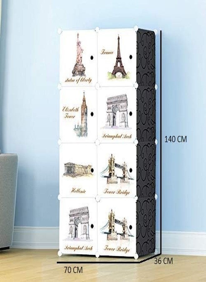 KEEKOS Kids Plastic Collapsible Wardrobe Organizer for Storage | Cute Cartoon Design | Heavy Duty Cloth Organizer for Storage | Easy to Assemble | Perfect for Kids Room & Home (Black) - Image 2