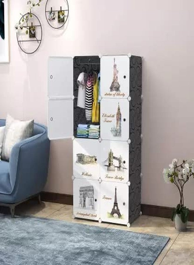 KEEKOS Kids Plastic Collapsible Wardrobe Organizer for Storage | Cute Cartoon Design | Heavy Duty Cloth Organizer for Storage | Easy to Assemble | Perfect for Kids Room & Home (Black) - Image 1