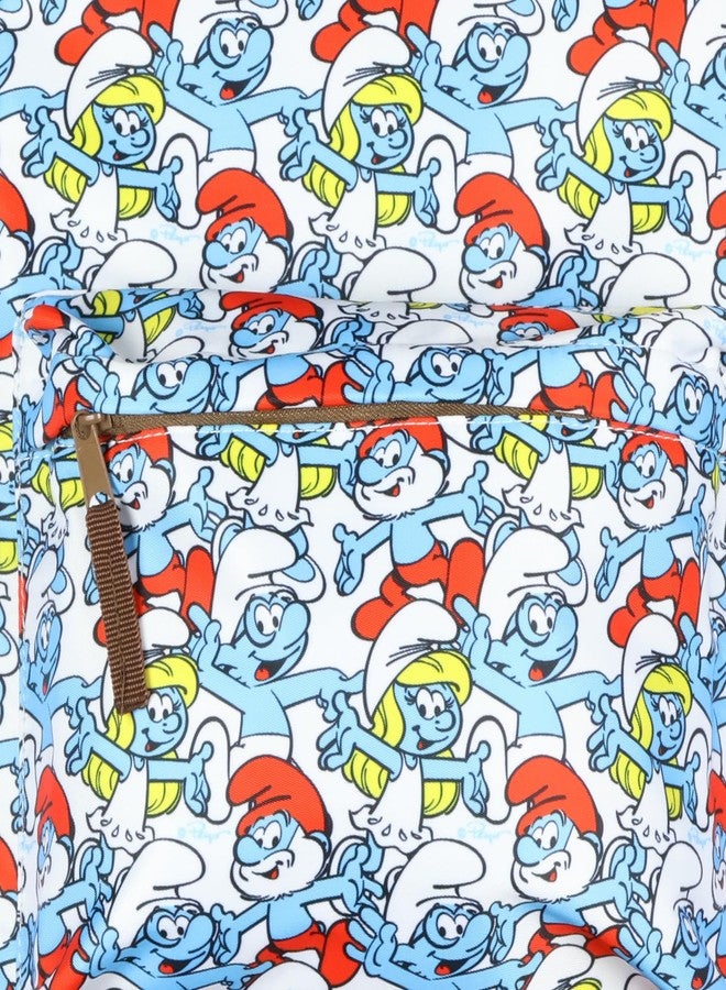 INTIMO The Smurfs Backpack Papa Smurf and Smurfette Allover Collage Design Laptop Tech Sleeve School Book Bag Daypack - Image 3