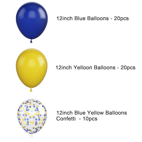 Aimto Blue and Yellow Balloons,Blue Yellow Confetti Balloon for Party Decorations,12 Inch,Pack of 50 - Image 2