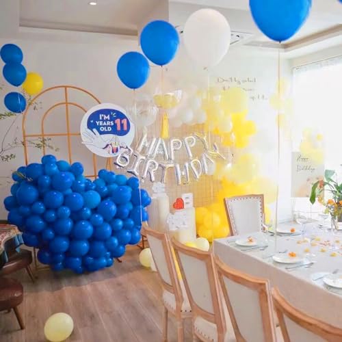 Aimto Blue and Yellow Balloons,Blue Yellow Confetti Balloon for Party Decorations,12 Inch,Pack of 50 - Image 3