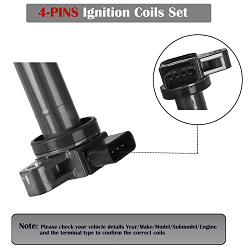LCWRGS Set of 4 Ignition Coil Packs Fits for 2.4L 2.7L 2000 2001 2002 2003 2004 Toyota Tacoma L4 2.4 2.7 Coils Replacement OE# UF323 C1305 90919-0223 - Image 2