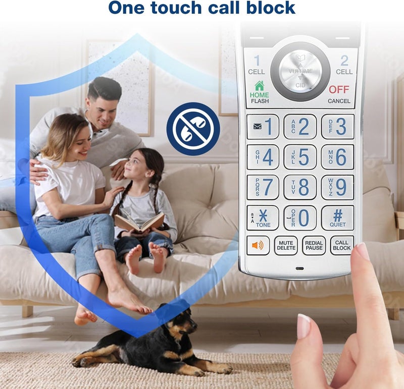 VTech IS8151-4 Super Long Range 4 Handset Cordless Phone with Answering Machine, 2300 ft Range, Call Blocking, Bluetooth, Silver/Black - Image 3