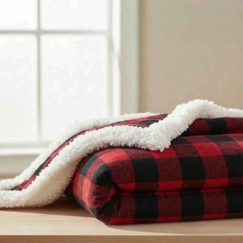 Eddie Bauer - Throw Blanket, Reversible Sherpa Fleece Bedding, Buffalo Plaid Home Decor for All Seasons (Red Check, Throw) - Image 3