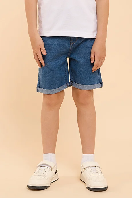 أر أند بي Washed Denim Shorts with Button Closure