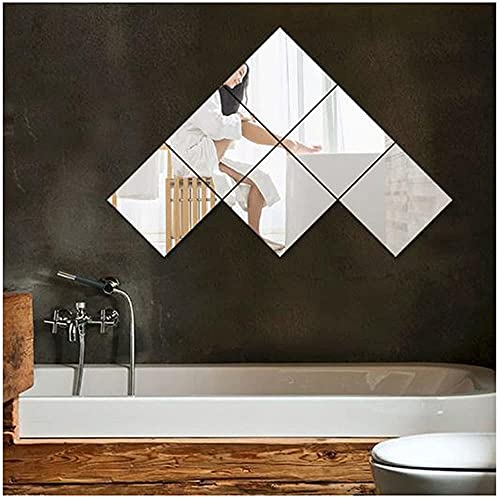 WallDaddy Square Preciser 3D Acrylic Home Decorative Art Mirror Wall Stickers Silver | Big Size Squares (15x15) Cm Mirror for Wall Stickers for Bedroom | Bathroom | Kitchen(Pack of 6pcs) - Image 3