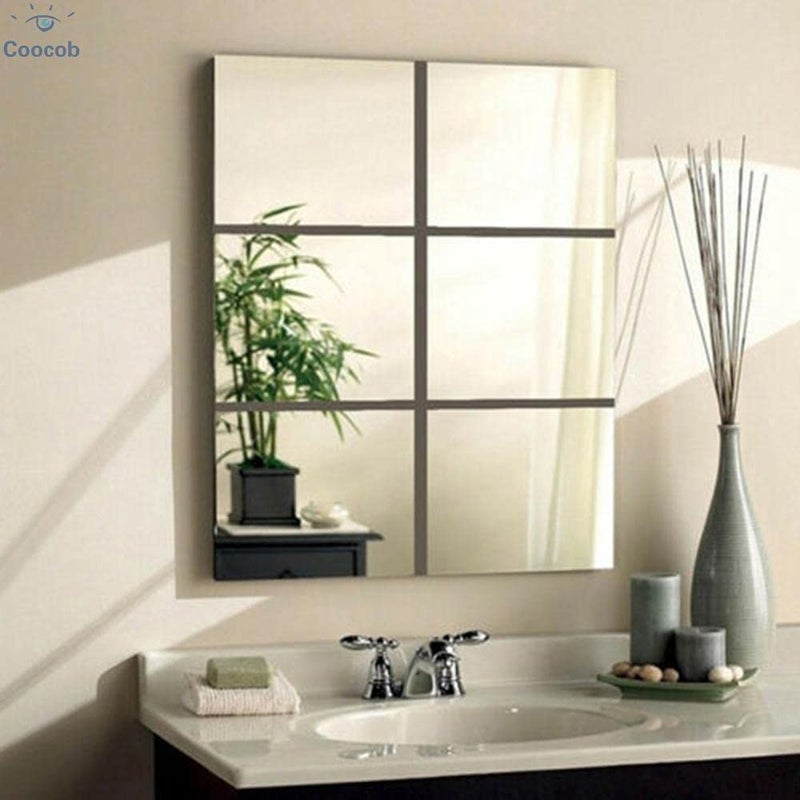 WallDaddy Square Preciser 3D Acrylic Home Decorative Art Mirror Wall Stickers Silver | Big Size Squares (15x15) Cm Mirror for Wall Stickers for Bedroom | Bathroom | Kitchen(Pack of 6pcs) - Image 5