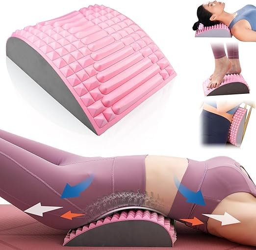 CLICKSWIFT Lower Back Pain Relief Treatment Stretcher Back Stretcher Pillow Chronic Lumbar Support Herniated Disc Posture Corrector Comfortable Adjustable Pillow Multi Color 1 Pcs - Image 1