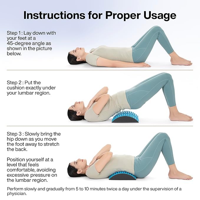 CLICKSWIFT Lower Back Pain Relief Treatment Stretcher Back Stretcher Pillow Chronic Lumbar Support Herniated Disc Posture Corrector Comfortable Adjustable Pillow Multi Color 1 Pcs - Image 2