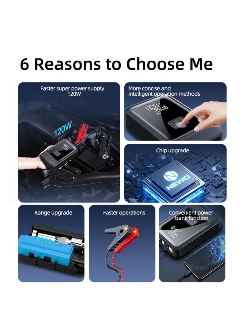 Generic 2 in 1 Portable Car Jump Starter & Tire Inflator S03-L with Power Bank  - Image 2