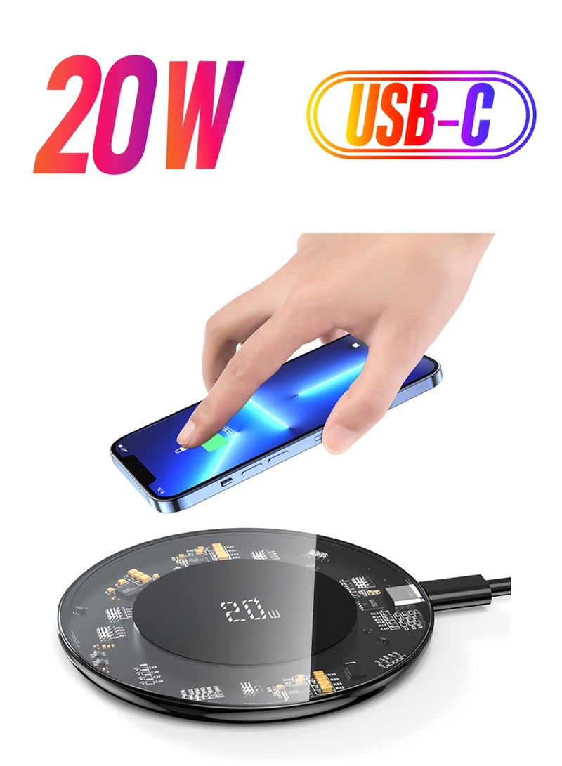 Cell phone wireless charger 20W fast magnetic charging station for iPhone 14/14 Plus/14 Pro/14 Pro Max/13/12/11/X/XS/XR Samsung Galaxy S22/S21/S20/Note 20/10 (without AC adapter) - Image 1
