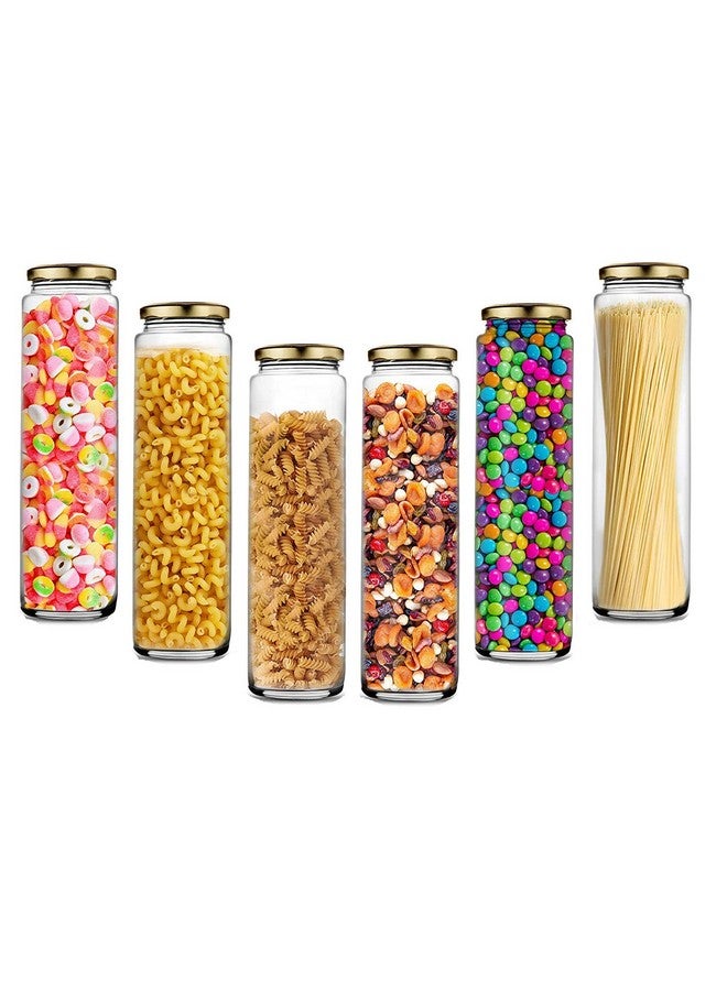 Ash & Roh® BIG BAMBOO Clear Long Bamboo Glass Kitchen Storage Glass Jar for Sauce Pickle Cereal Spice Spaghetti Noodles, 500 ml - (6) - Image 1