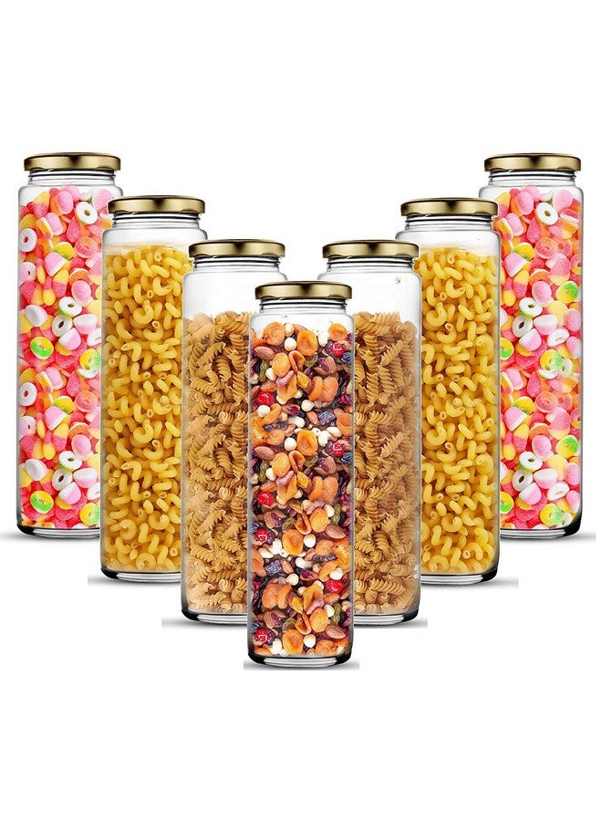 Ash & Roh® BIG BAMBOO Clear Long Bamboo Glass Kitchen Storage Glass Jar for Sauce Pickle Cereal Spice Spaghetti Noodles, 500 ml - (6) - Image 2