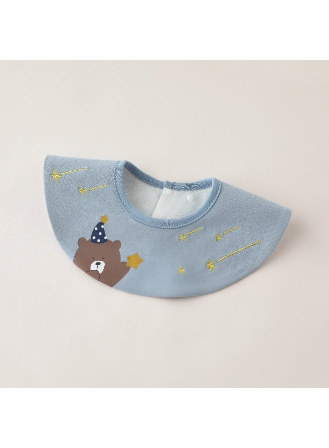 3-Pack Infant Bibs - 360° Rotatable Waterproof Cotton Drool Bibs for Newborns, Anti-Spit Milk Essentials with Petal Design - Image 2