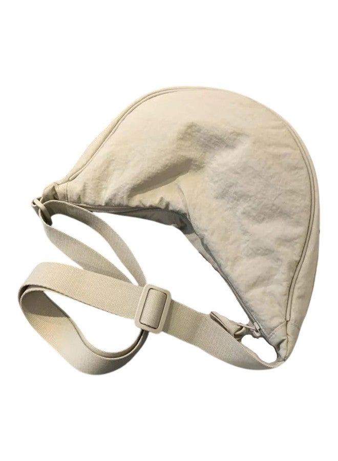 GLOSSY Crescent Bag Half-Moon Shaped Crossbody Shoulder Bag with Adjustable Strap for Women Men School Sport Travel (Cream 2) - Image 1