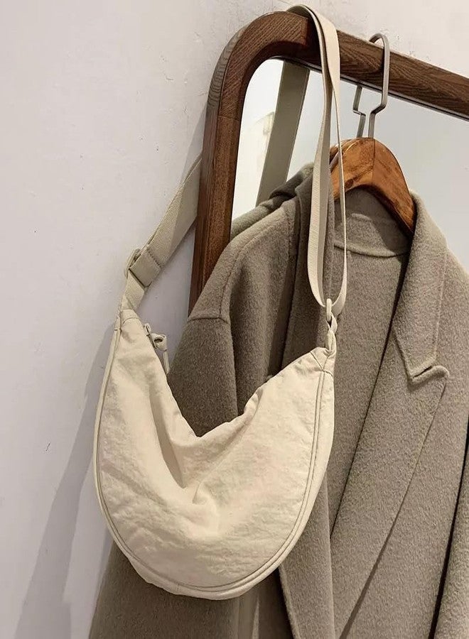 GLOSSY Crescent Bag Half-Moon Shaped Crossbody Shoulder Bag with Adjustable Strap for Women Men School Sport Travel (Cream 2) - Image 3