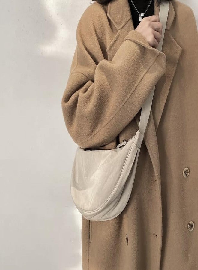 GLOSSY Crescent Bag Half-Moon Shaped Crossbody Shoulder Bag with Adjustable Strap for Women Men School Sport Travel (Cream 2) - Image 4