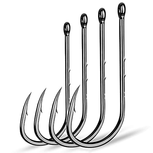 AMHDV 200pcspack Baitholder Fishing Hooks Forged Long Shanked Fishing Hook Barbed Shank Beak Bait Holder Hooks 200pcs50 Black - Image 1