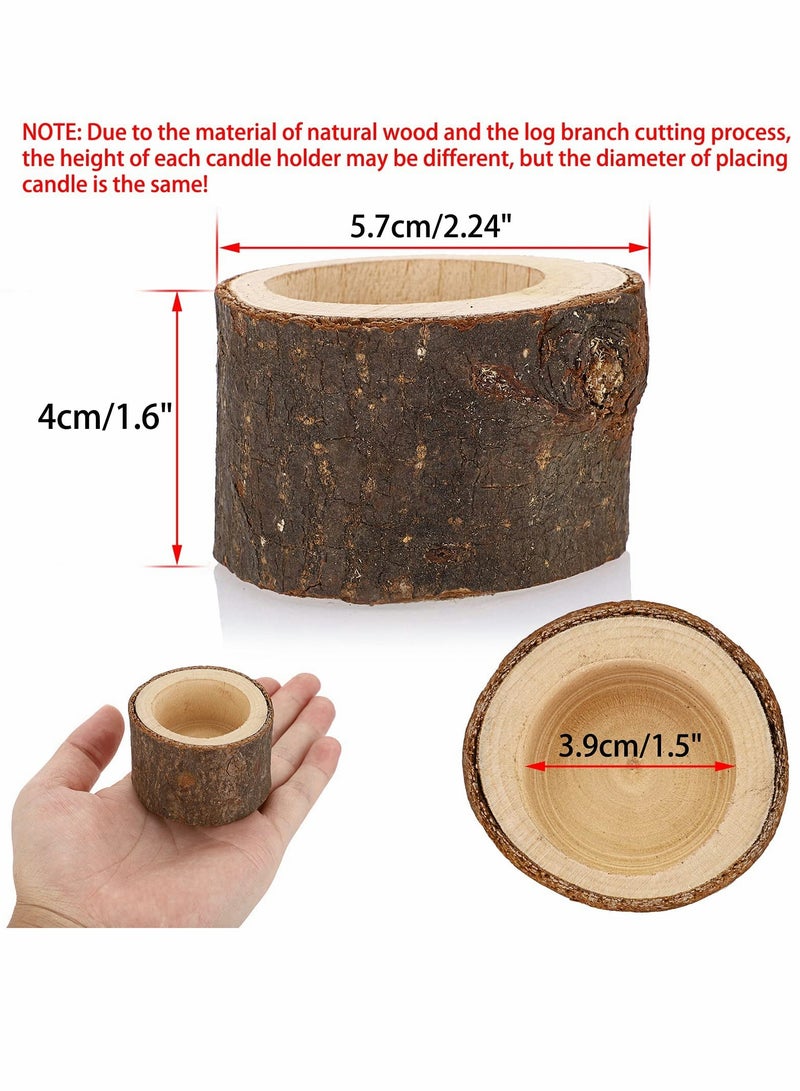 Excefore Wooden Candle Holders Votive Candle Holders, Rustic Wooden Pillar Candle Stands Vintage Wooden Tealight Holders Set Candle Centerpieces for Dining Table Wedding Party 12 Set - Image 5