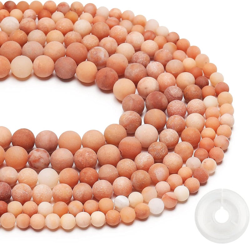 AUREHEN Natural Matte Pink Aventurine Beads, 10MM Round Frosted Unpolished Loose Gemstone Beads for Bracelet Necklace Jewelry Making, Energy Stone Healing Power with Stretch Beading Cord - Image 2
