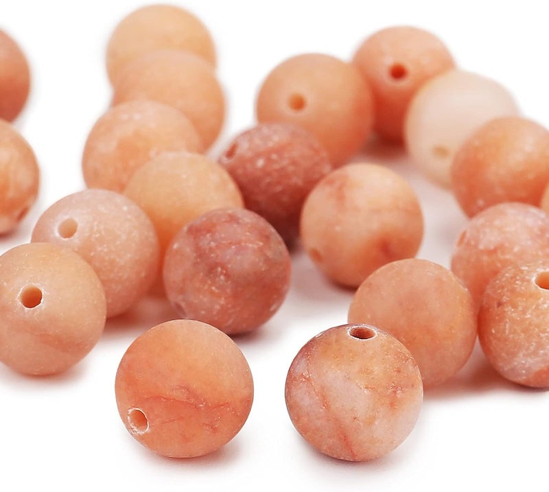 AUREHEN Natural Matte Pink Aventurine Beads, 10MM Round Frosted Unpolished Loose Gemstone Beads for Bracelet Necklace Jewelry Making, Energy Stone Healing Power with Stretch Beading Cord - Image 5