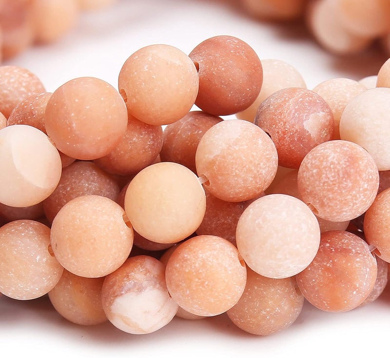 AUREHEN Natural Matte Pink Aventurine Beads, 10MM Round Frosted Unpolished Loose Gemstone Beads for Bracelet Necklace Jewelry Making, Energy Stone Healing Power with Stretch Beading Cord - Image 3