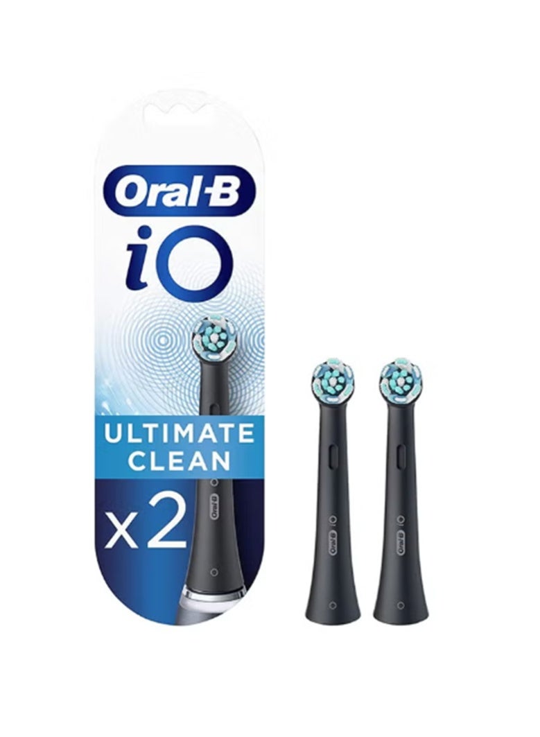 Oral-B iO Ultimate Clean Replacement Brush Heads Refill for Electric Rechargeable, White, 2 Count Black - Image 1
