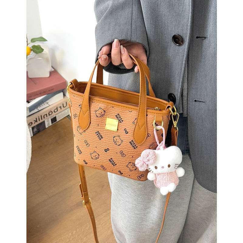 This Year'S Popular Small Bags For Women 2025 Spring And Satchel Bucket Bag Cartoon Graffiti Simple And Western Style Crossbody Bag - Image 3