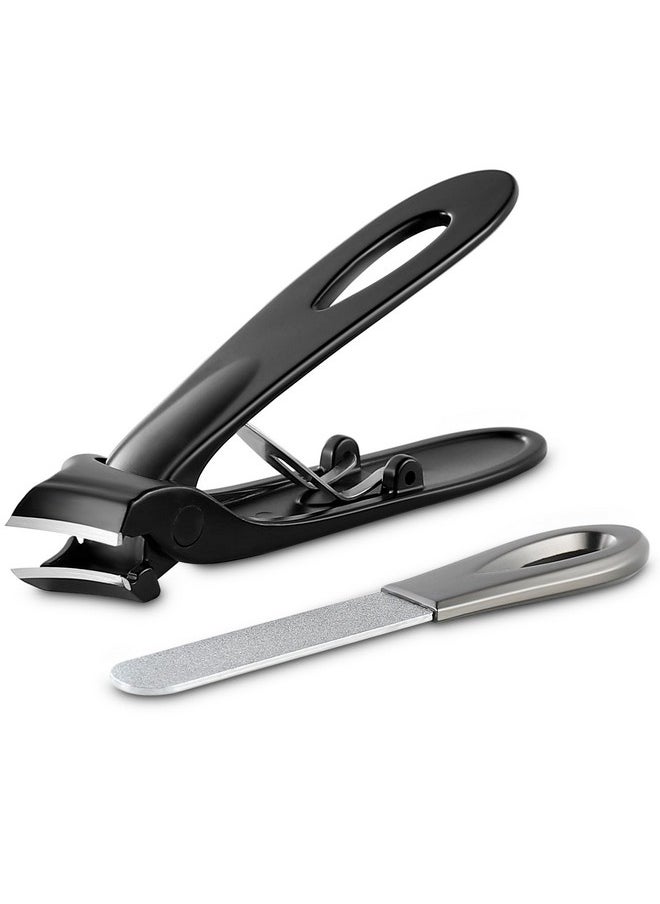 HAWATOUR HAWATOUR Nail Clippers with Nail File for Ingrown Toenails, 10mm Wide Jaw Opening, Ultra Sharp Slant Curved Cutting Edge Nail Cutter (Black) 