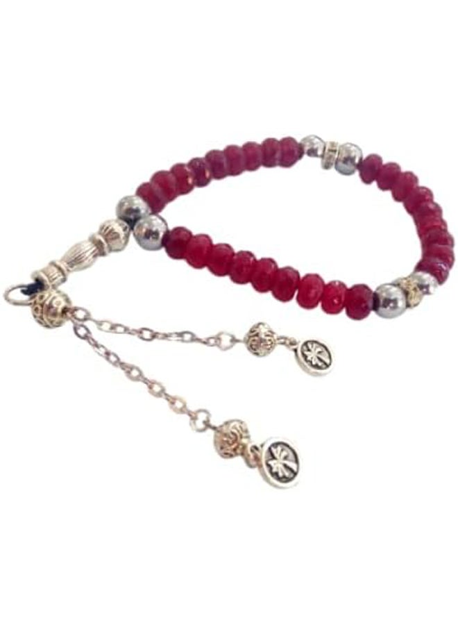 Indian Stretch Rosary & Bracelet (33 Beads, Red)  - Image 1