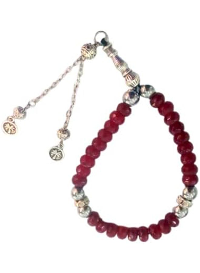 Indian Stretch Rosary & Bracelet (33 Beads, Red)  - Image 2