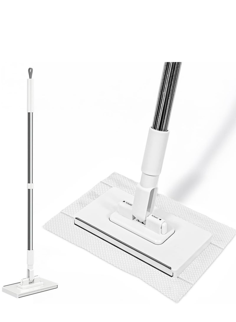 Mini Sweeper Mop No-Touch Dirty Mop, Dry + Wet Multi Surface Floor Mopping and Sweeping Flat Dust Mop Cleaning Head, Retractable Handle Easy Use (Towel Not Included) - Image 1
