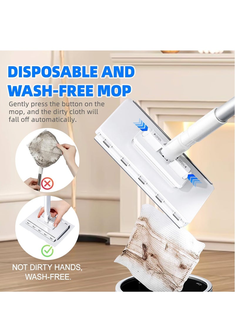 Mini Sweeper Mop No-Touch Dirty Mop, Dry + Wet Multi Surface Floor Mopping and Sweeping Flat Dust Mop Cleaning Head, Retractable Handle Easy Use (Towel Not Included) - Image 3