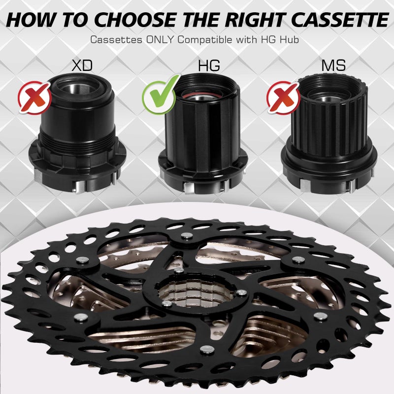 BUCKLOS 8/9/10/11/12 Speed Cassette Ultra-Light 11-25/28/32/34/36/40/42/46/50/52T Bike Cassette Fit Mountain Bike/Road Bike/XC/DH/AM,Compatible with Shimano Sram HG Hub Driverâ€¦ - Image 3