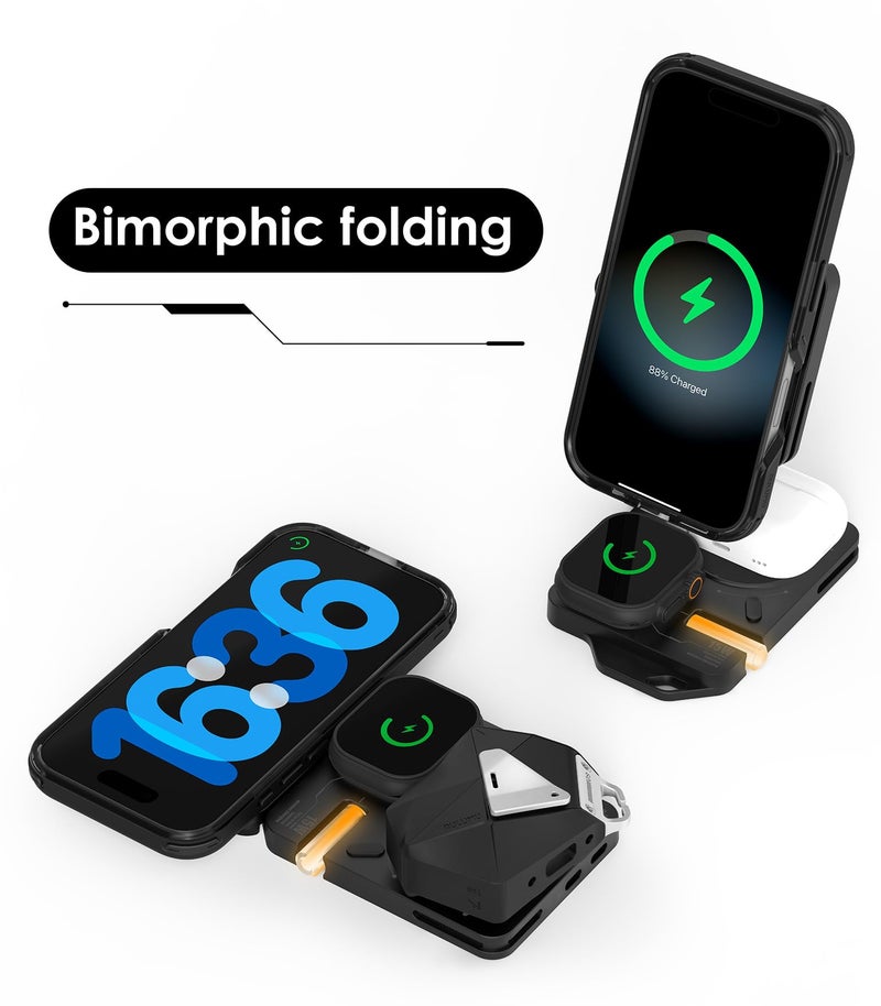 Aulumu MagSafe-Compatible M01 4-in-1 Wireless Charging Station | 15W Collapsible Magnetic Wireless Charger for iPhone 17 &Apple Watch/AirPods - Image 2