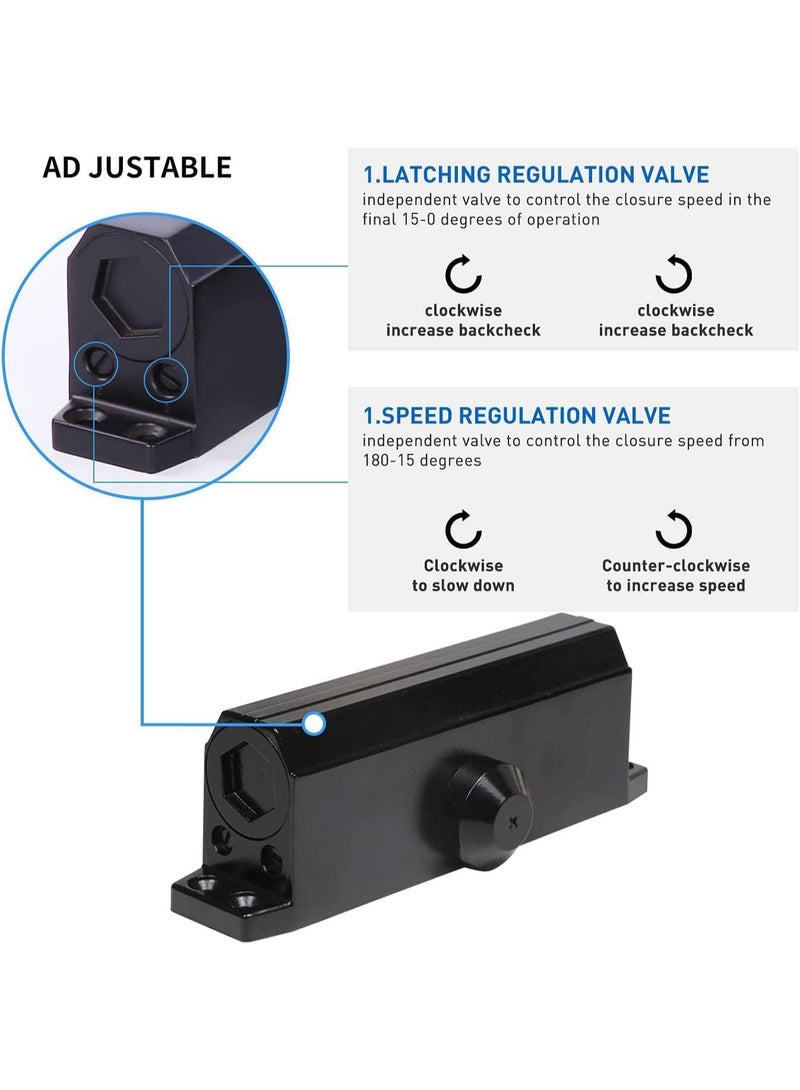 Relex Automatic Door Closer, Aluminum Spring Door Closer for Door Weight 15~55kg, The Maximum Opening Power of The Door is 180°, Commercial Door Closer for Home and Commercial Property (Black) - Image 3