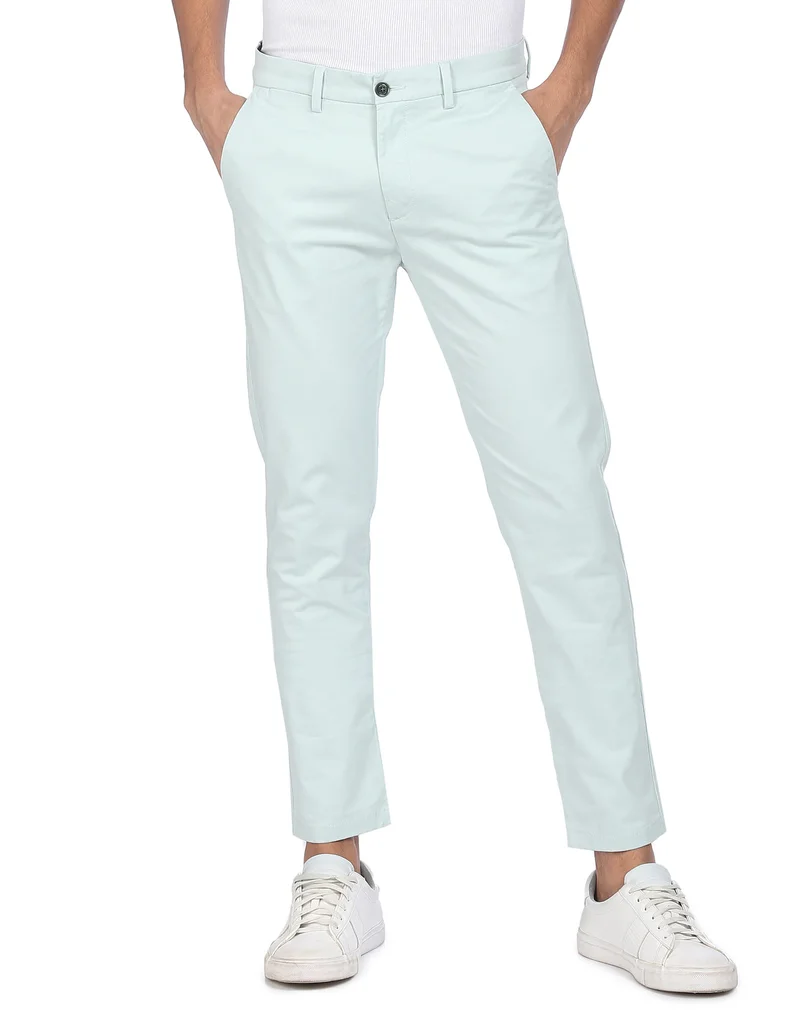 Mid Rise Solid Casual Trousers