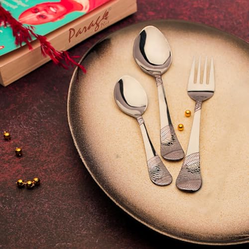 Parage 18 Pieces Stainless Steel Cutlery Set, Premium Cutlery for Home & Kitchen, Luxury Dining Tableware Gift for House Warming, Silver, Imperial (6 Pieces Each Table Spoons, Forks & Tea Spoons) - Image 4
