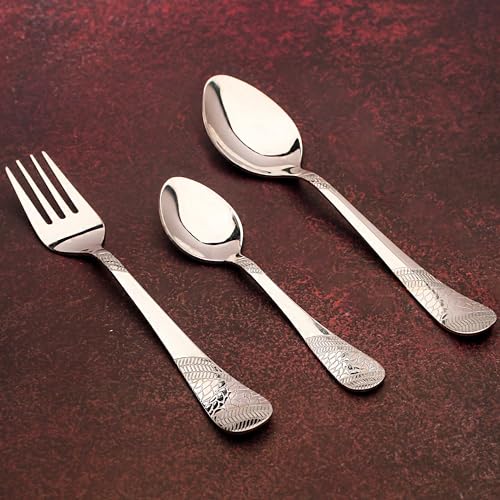 Parage 18 Pieces Stainless Steel Cutlery Set, Premium Cutlery for Home & Kitchen, Luxury Dining Tableware Gift for House Warming, Silver, Imperial (6 Pieces Each Table Spoons, Forks & Tea Spoons) - Image 2