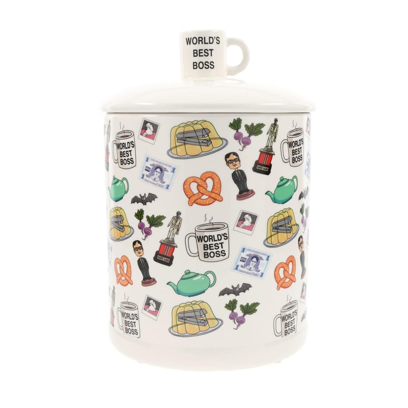 Silver Buffalo The Office Dunder Mifflin Worlds Best Boss Classic Icons Ceramic Cookie Snack Jar Large