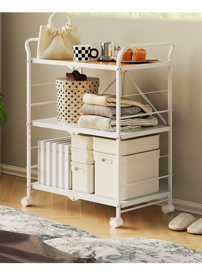 DubaiGallery وحدة رف تخزين قابلة للطي بثلاثة مستويات مع عجلات للمطبخ والمرآب والمنزل والخزانة والمكتب، رفوف قوية التحمل - Image 3