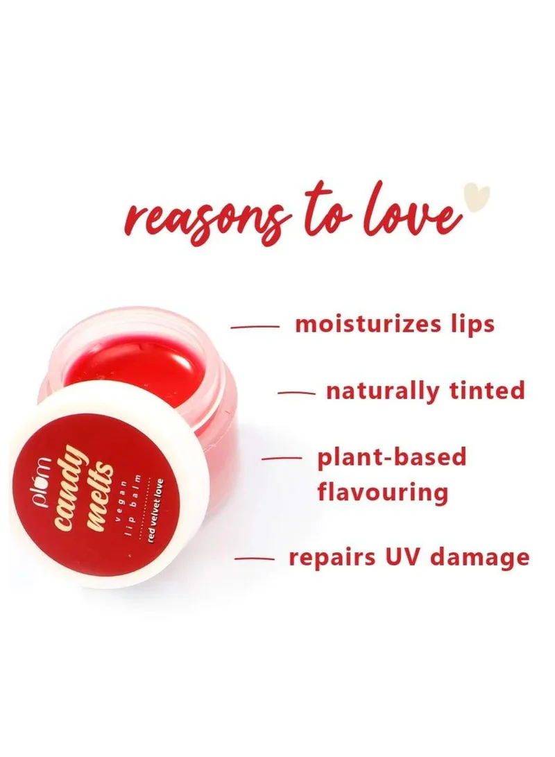 Plum  Plum Lip Balm Candy Melts Vegan Lip Balm Red Velvet Love With Natural UV Protection Ultra Moisturization Added Shine for Lips 100% Cruelty Free 12 g for Women | Best Price UAE