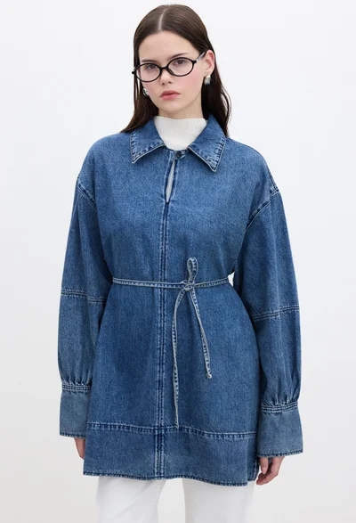 Manuka Wide Cuff Denim Shirt Blue