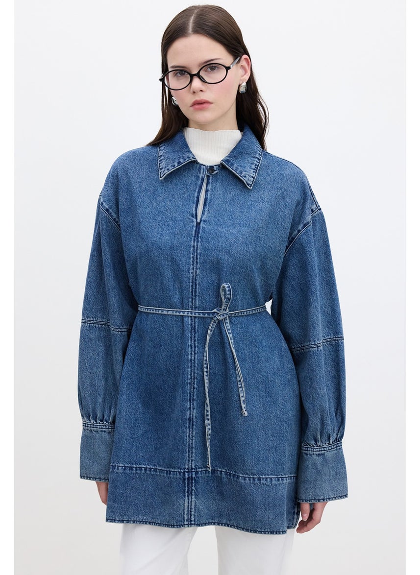 Manuka Wide Cuff Denim Shirt Blue  - Image 1