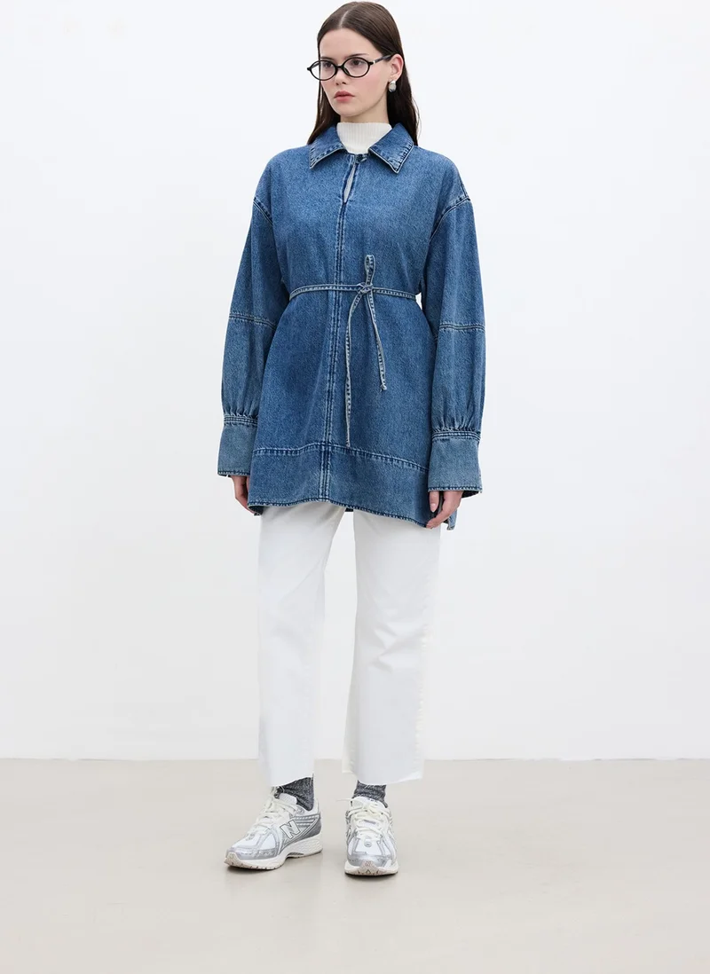 Manuka Wide Cuff Denim Shirt Blue