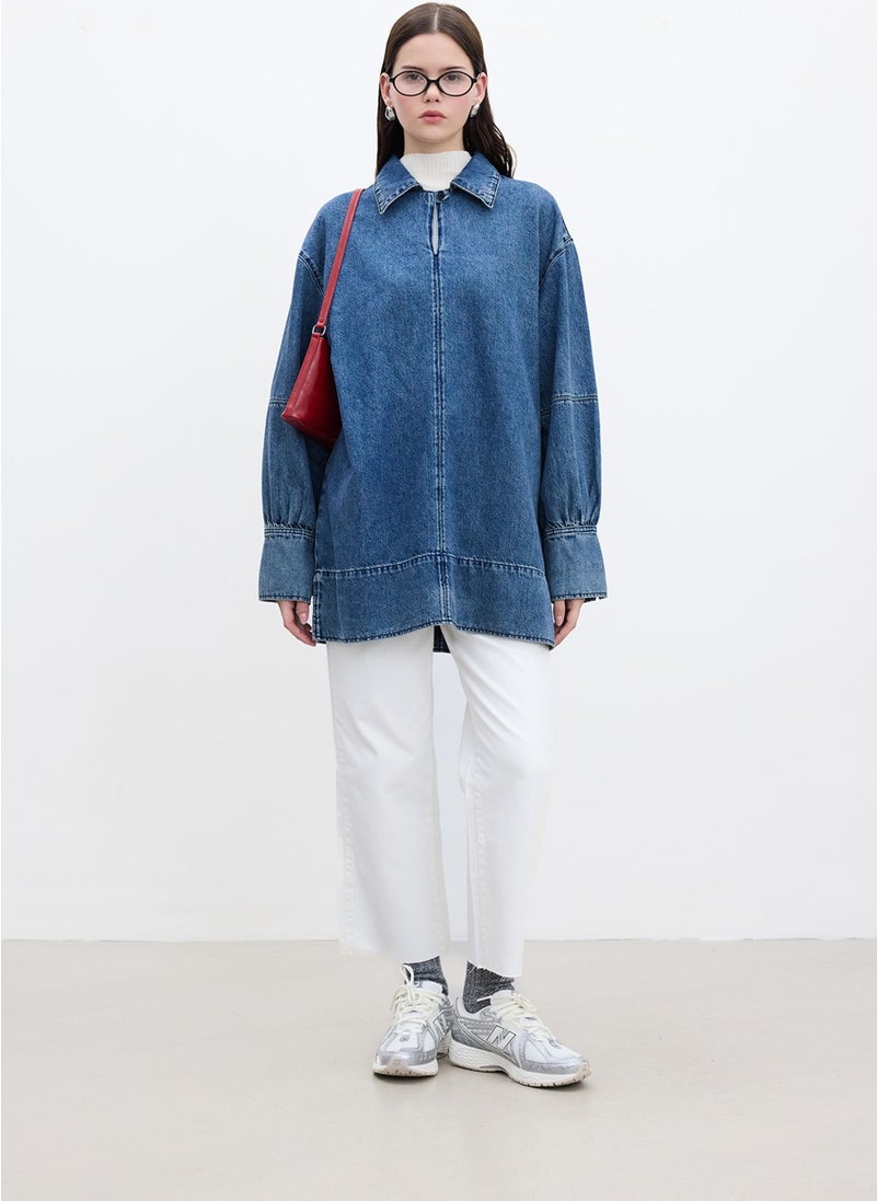 Manuka Wide Cuff Denim Shirt Blue  - Image 2