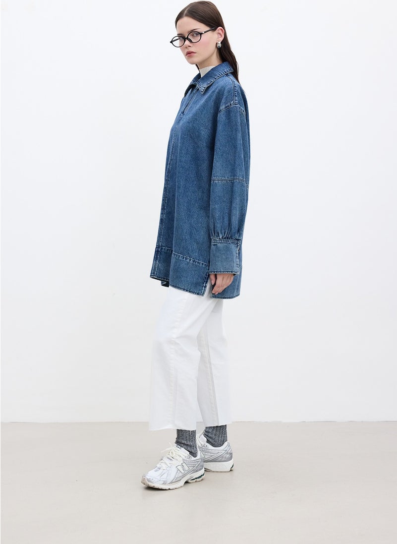 Manuka Wide Cuff Denim Shirt Blue  - Image 5